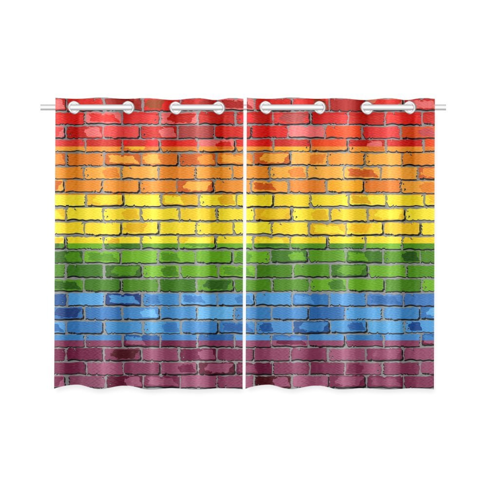 Rainbow Curtains Gay Parade Flag Freedom Window Drapes 2 Panel Set 108x84 Inches 