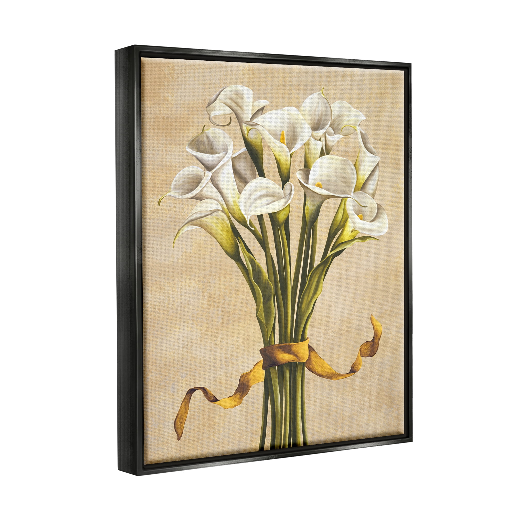 Stupell Industries Vintage Calla Lilies Botanical & Floral Painting Black Floater Framed Canvas Art Print Wall Art, 25 x 31