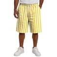 thumbnail image 3 of HKYNLAG Men's Summer Beach Shorts Elastic Waist Drawstring Striped Bermuda Shorts Casual Vacation Holiday Shorts with Pockets Yellow 3XL, 3 of 5