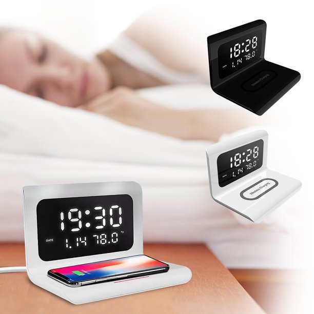 onlyliua Artículos En Liquidación Cargador Inalámbrico Rápido 4Ni1 Reloj de 15 W con Cargador Inalámbrico Nocturno y Multifuncional
