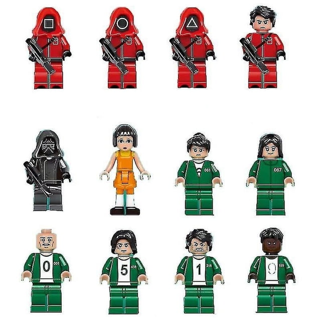 12 Pcs Personnages de Jeu de Calmar Restaurent la Scène Miniatures Petits Blocs de construction-Vinsniv