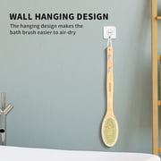 Bamboo Shower Body Exfoliating Brush, Bath Back Cleaning Scrubber with Long Handle, 1 Hook