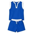 thumbnail image 7 of Womens Shorts Sets for Causal Summer Two Piece Tracksuit Lounge Wear Sets Crew Neck Shirt and Beach Shorts with Pockets Gym Airport Yoga Outfit Blue S, 7 of 7