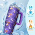 thumbnail image 4 of 30oz Halloween Tumbler with Handle, Pumpkin Bat Skull | Print | Halloween Gifts for Family & Friends | with Lids and Straws | Stainless Steel Insulated | Travel Mug, 4 of 5