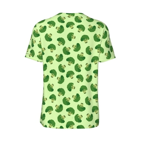 Coaee Broccoli Vegetables for Men s Baseball T-shirt Casual Short Sleeve Suitable for School Uniform Party Hip-Hop Performance Sport - Large