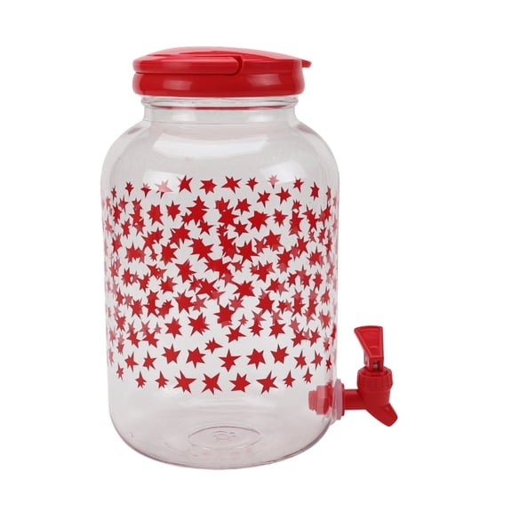 Mainstays 1.2-Gallon Acrylic Star Beverage Dispenser, Red