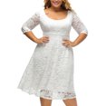 thumbnail image 4 of Vestido Irfora Vestido de fiesta de encaje con cuello en V floral con cuello en V Una línea de manga tres cuartos con cintura alta V Vestido de fiesta con cremallera Irfora Vestido, 4 of 7