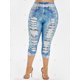thumbnail image 3 of Plus 3D Tamaño Jean Imprimir flaco Capri Leggings Rosegal Leggings de talla grande, 3 of 5