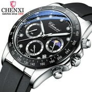 CHENXI Original Mens Watches Top Luxury Business Moon Phase Wrist Watch Men Waterproof Chronograph Male Sport Quartz Clock