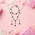 thumbnail image 6 of Alloy Delicate Jewelry Set for Women, Valentine's Day Gift Necklace Bracelet Earrings Set, Sweet Dainty Alloy Collarbone Choker Chain, Light Luxury Matching Set for Girlfriend, Daily Wear(Black), 6 of 8