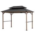 thumbnail image 3 of Sunjoy 8ft. x 12 ft. Wooden Cedar Framed Grill Gazebo with DC Solar Power - Brown, 3 of 10