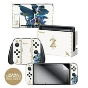 Controller Gear Nintendo Switch Skin & Screen Protector Set Officially Licensed By Nintendo - The Legend of Zelda: Breath of the Wild: "Revali White Pattern" - Nintendo Switch