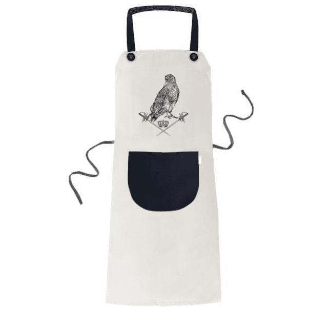 Eagle Crown Animal Baroque Style Apron Adjustable Bib Cotton Linen BBQ Kitchen Pocket Pinafore