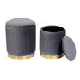 thumbnail image 1 of Gray Velvet Pleated Storage Ottoman with Gold Chrome Base (Set of 2), 1 of 3