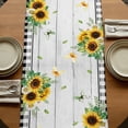 thumbnail image 5 of Table Runners 70 Inches Long Dress Scarves, Sunflower Gnomes Farmhouse Coffee/Dining/Kitchen Table Decor, Holiday Table Runner, Spring Farmhouse Daisy Leaf Wooden Grain 13x70 Inch, 5 of 9