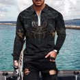 thumbnail image 2 of IROINNID Discount Long Sleeve Pullover Shirts for Men Loose Unisex Daily T-shirt 3D Print Half Zipper Tops Blouse,Black, 2 of 3