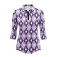 thumbnail image 2 of Uorisanigo Diamond Block Women's Golf Shirt Size 2XL Fashionable Women's 3/4 Sleeve Athletic Golf Shirts Versatile Workout Tops Zip Up Collar Quick Dry Outing Wear Workout Sports, 2 of 7