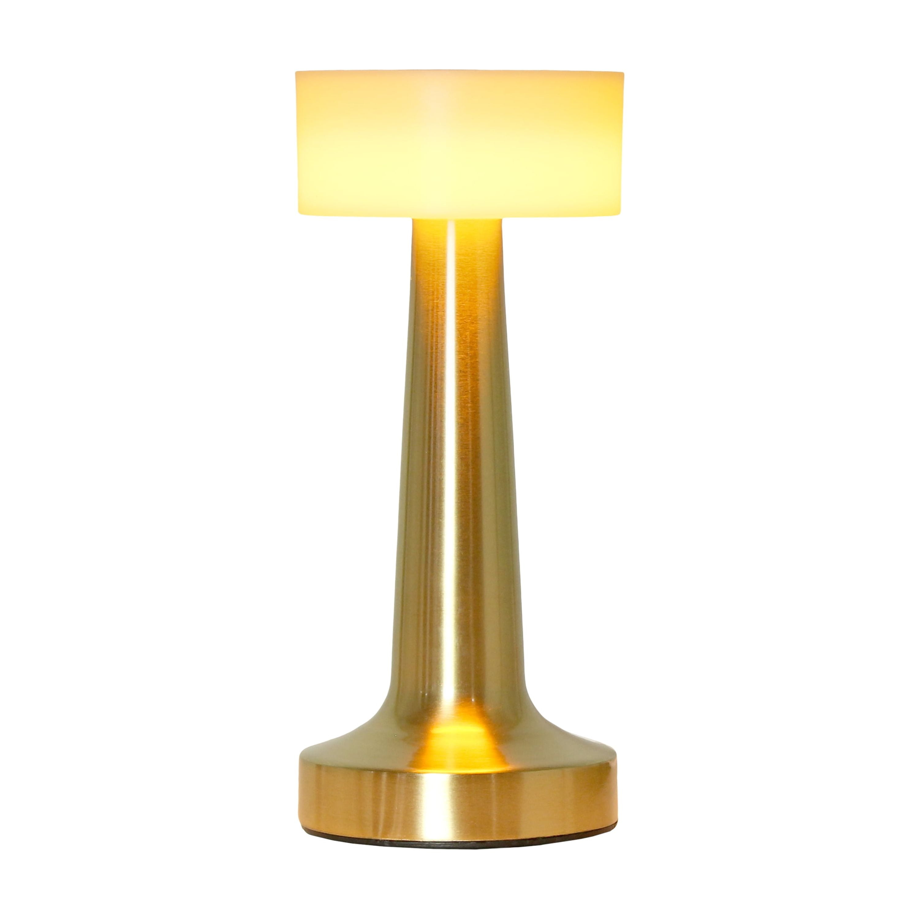 Simple Designs 8.5" Mushroom Magic Dimming & Rechargeable Cordless 4-Way Touch Sensor Saucer Desk Lamp, Gold