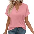 thumbnail image 2 of Vmvidoty Womens Tops V Neck Short Sleeve Summer Shirts Tunic Dressy Casual Blouses Pink XXL, 2 of 6