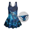 thumbnail image 6 of Uourmeti Starry Night Sea Turtle Girls Skirted One-Piece Swimsuit - Quick Dry Soft Stretch Swim Dress for Beach Pool & Vacation, 6 of 8