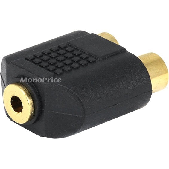 Monoprice 3.5mm TS Mono Jack to 2x RCA Jack Splitter Adapter, Gold