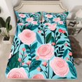 thumbnail image 2 of YST Pink Floral Sheet Set King Size 4Pcs,Spring Nature Rustic Garden Bed Sheets,Green Leaf Retro Flower Sheet Set,Mountain Tropical Botanical Flat Sheet,Soft Luxury Comfy Breathable, 2 of 5