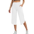 thumbnail image 2 of Kvture Capri Yoga Pants for Women Summer Split Side Sweatpants Stretch Lounge Lightweight Workout Joggers with Pockets White Pant XL, 2 of 9