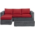 thumbnail image 4 of Modway Summon 3-Piece Aluminum Rattan Patio Sectional Set in Canvas/Red, 4 of 7