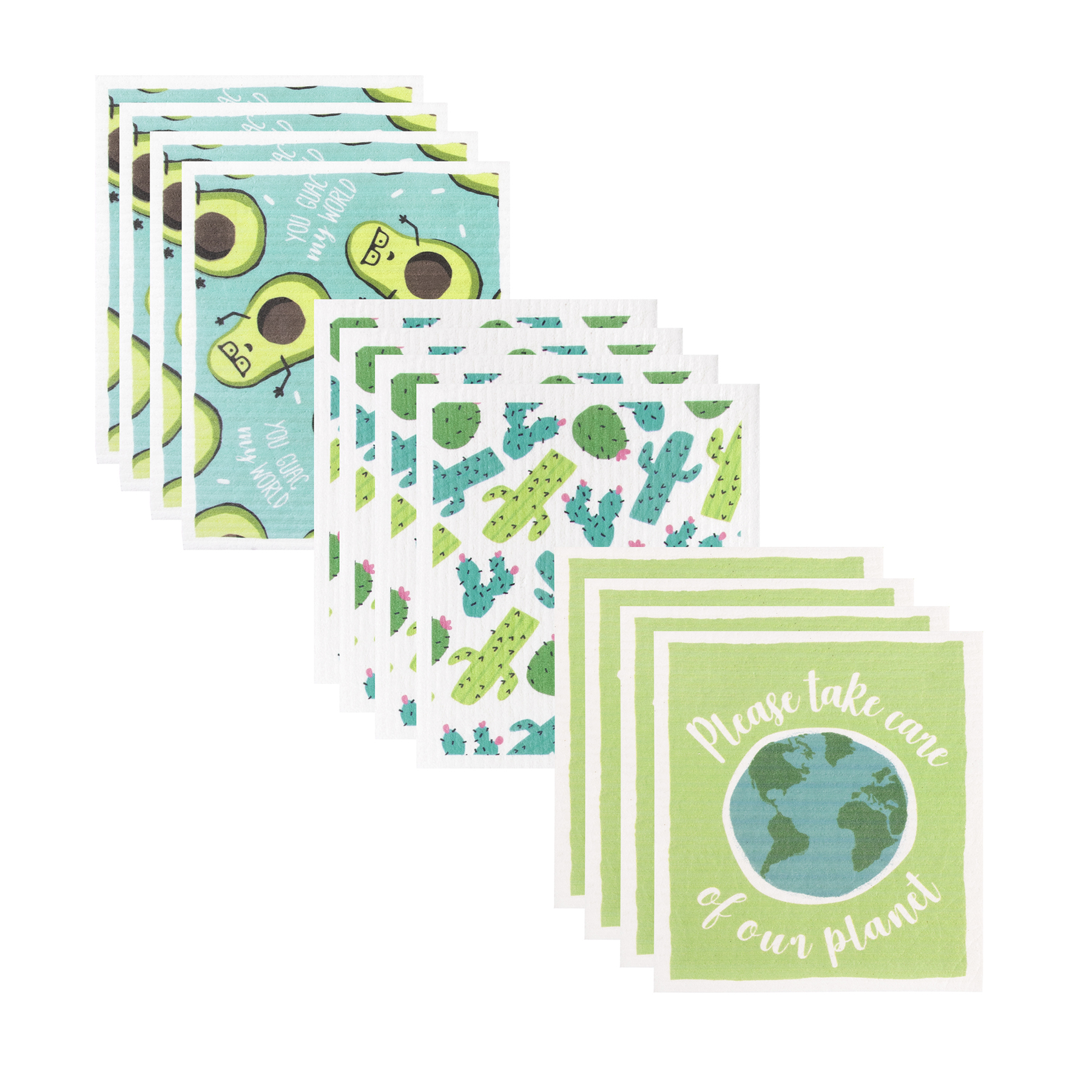 RITZ Swedish Sponge Cloth Set, 12-Pack, Go Green, 6.7' x 8'