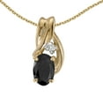 thumbnail image 1 of 10k Yellow Gold Oval Onyx And Diamond Pendant with 18" Chain, 1 of 3