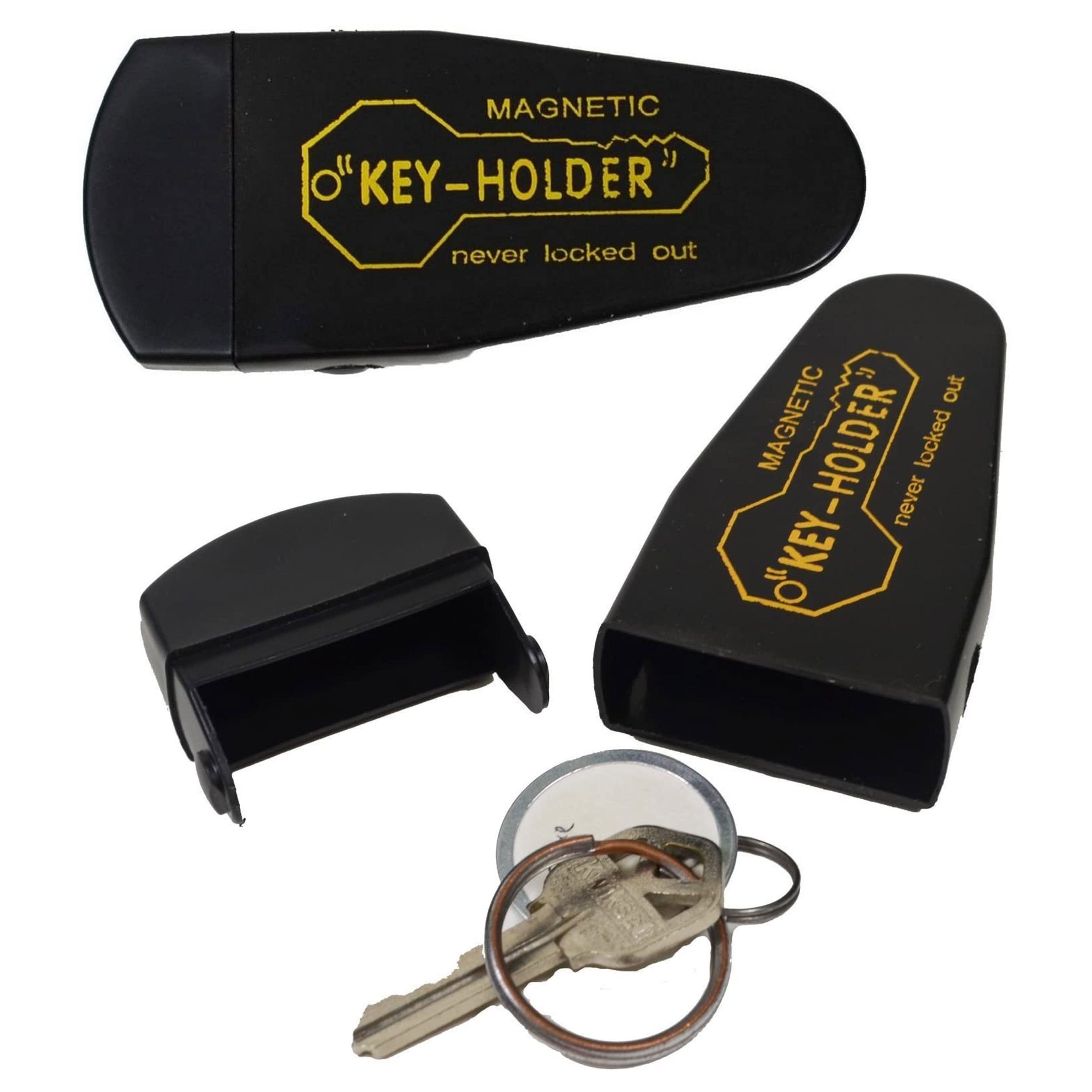 2 PACK LARGE BLACK MAGNETIC KEY CASE HOLDERS HIDE A SPARE EMERGENCY BOX CAR HOME 