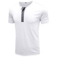 thumbnail image 2 of Diufon Men's T Shirts Short Sleeve Casual Basic Tee Summer Casual Stretch Button V Neck Soild Color Tops, 2 of 4