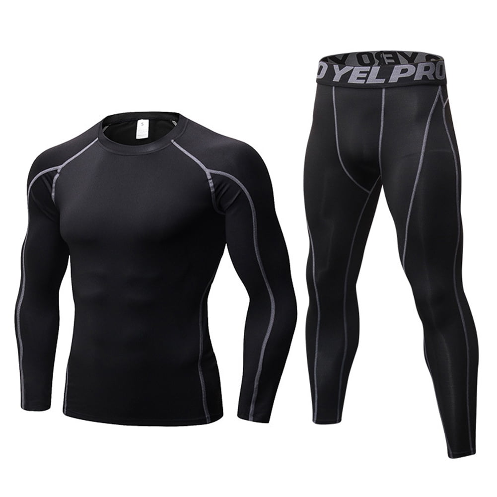 Mens Compression Base Layers Thermal Athletic Long  Pants Moisture Wicking Tops 