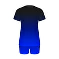 thumbnail image 4 of Viluyesy Printed Tops Elastic Waist Short Pants Sets Womens V-Neck T-Shirt and Shorts 2PC Pocket Fashionable Shirt and Shorts Sets Two PC Blue Size L, 4 of 6