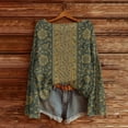 thumbnail image 2 of WTXUE Chandail Fair Isle pour Femmes Imprimé Artistique Vintage Fair Isle Chandail Rétro Blouses Légères Hauts Boho Tricot Rétro Automne Décontracté Ample Col Rond Manches Longues Chandail Ample Vert Noirâtre S, 2 of 4