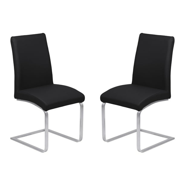 Armen Living Blanca Contemporary Dining Chair In Black Faux Leather