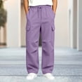 thumbnail image 6 of Hvarlaun Kids Sweatpants Cargo Jogger Pants for Boys and Girls with Pockets, Elastic Waist Drawstring Loose Straight Leg Casual Activewear, Sizes 4-15 Years, 6 of 7