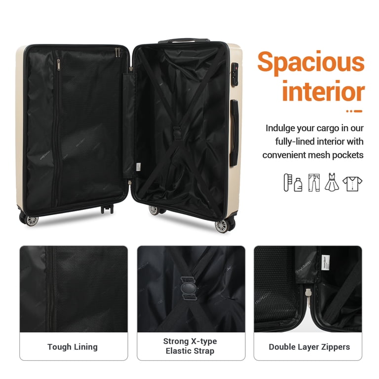 Tripcomp 3-Piece Hardside Luggage Set, Lightweight, TSA Lock