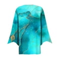 thumbnail image 3 of Sksloeg Women Work Kimono Cardigans Casual 3/4 Sleeve Marble Printed Kimonos Lightweight Cardigan Button Down Sweaters Duster,Light Blue M, 3 of 5