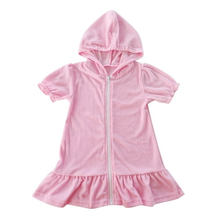 

QIPOPIQ Girls Swimsuit Clearance Summer Swim Cover Up Kids Coverup Zip-Up Beach Bathing Suit Robe