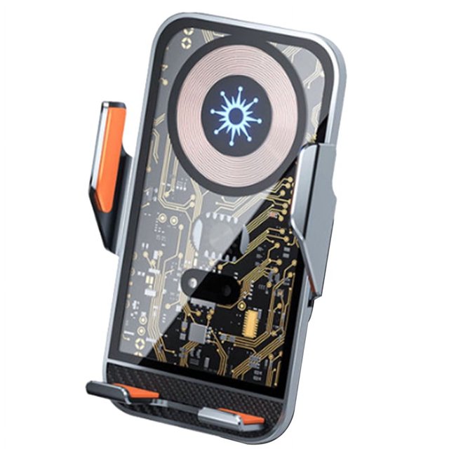 Cargador inalámbrico para coche con sujeción automática, soporte para ventilación, carga rápida de 15 W, soporte universal para iOS 14/13/12 (plata)