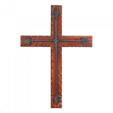 Wood Backed Wall - WOOD AND IRON WALL CROSS