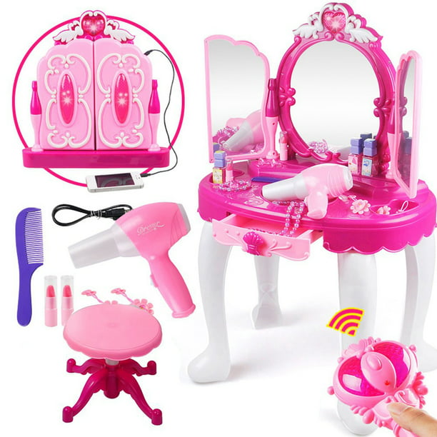 Youthink Pretend Play Girls Vanity Set, Little Girl Vanity Mirror With Lights