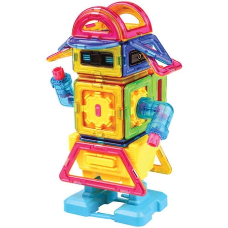 Magformers Hi-Tech Walking Robot 45 Pieces  Rainbow colors  Magnetic Geometric tiles STEM Toy Ages 3+