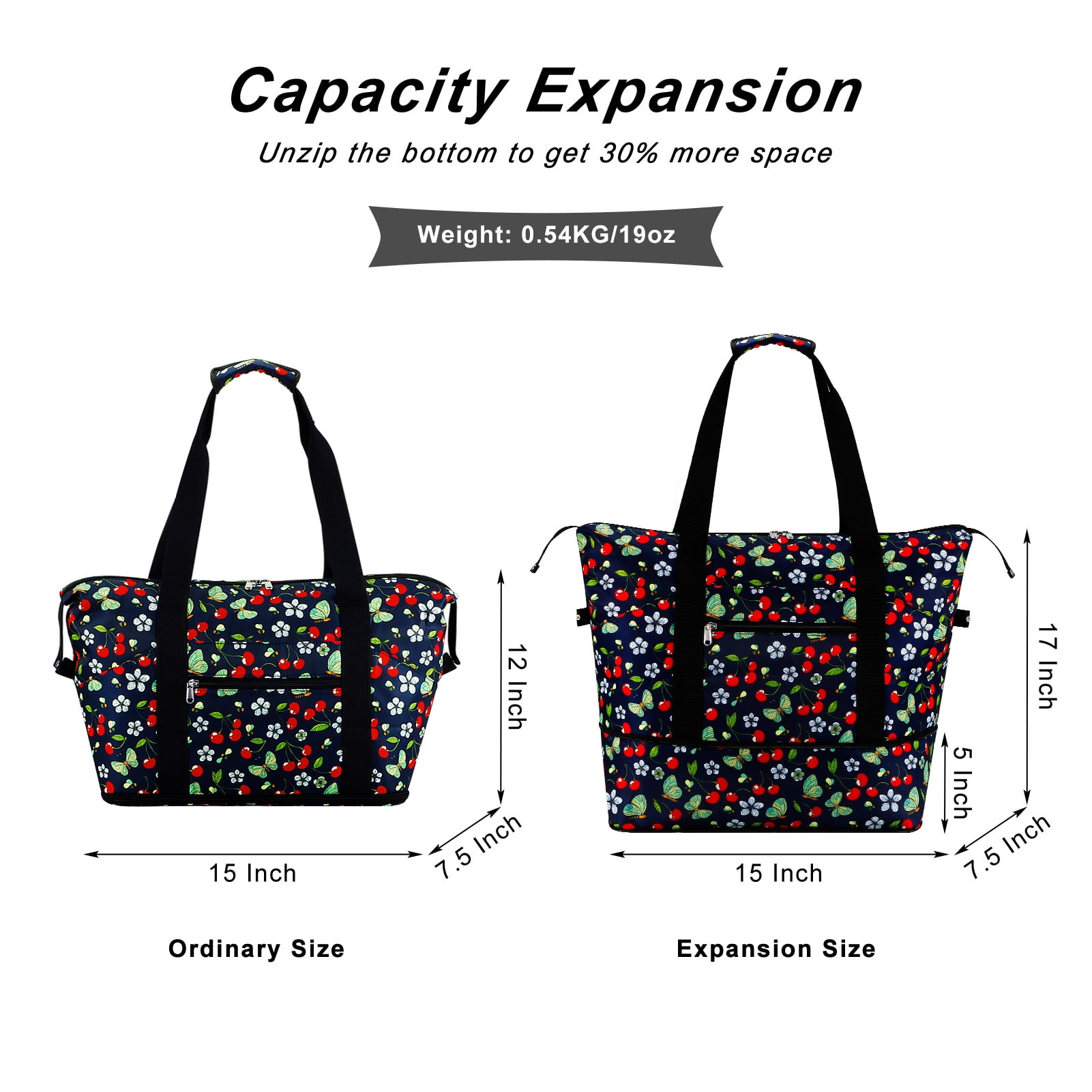 HAWEE Expandable Duffel Bag for Women with Trolley Sleeve and Wet Pocket Water Repellent Weekender Travel Tote Large Capacity Carry On Overnight Luggage for Gym/ Trip/ Camping/ Beach, Cherry