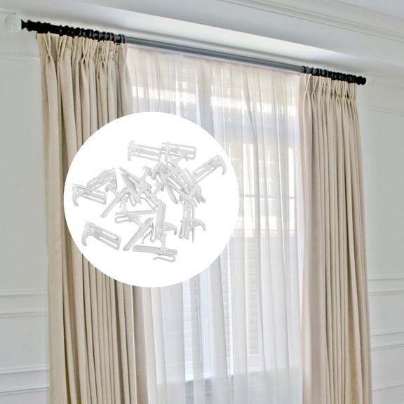 LOLIPPYY 20Pcs Plastic Curtain Hooks White Adjustable Pleat Hooks for Home Drapery Use