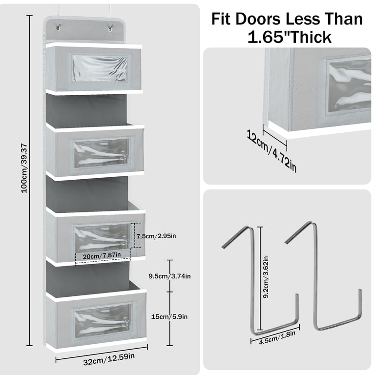 BUSATIA Over the Door Organizer with 4 Clear Shelves, Gray photo 2