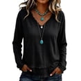 thumbnail image 3 of Odbmxy T-Shirt Women Cotton Long Sleeve Plus Size Tops Women Layering Casual Basic Daily Plain Loose Tops,Black L, 3 of 6