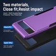 thumbnail image 2 of Feishell Case Fit for Google Pixel 6a 6.1 inch,Military Grade Shockproof Protection Hybrid Armor Double Layer Hard PC + Soft TPU Drop Resistant Anti-Fingerprint Phone Cover,Purple+Black, 2 of 6