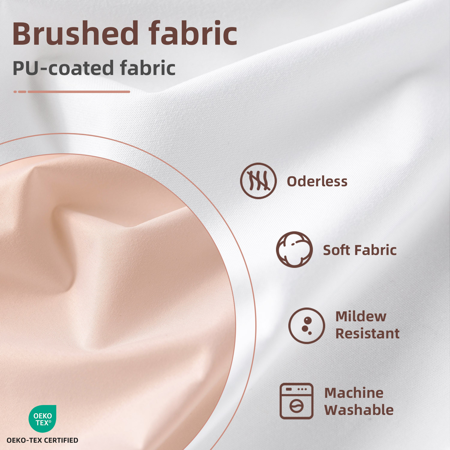 Yiannan Waterproof Fabric Shower Curtain Liner with 3 Magnets,Machine Washable，Mold Resitant,72x72inch,Blush Pink